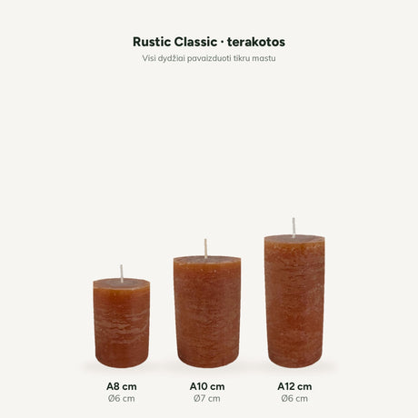 sodoela Žvakės Cilindrinė žvakė „Rustic Classic“, terakotos