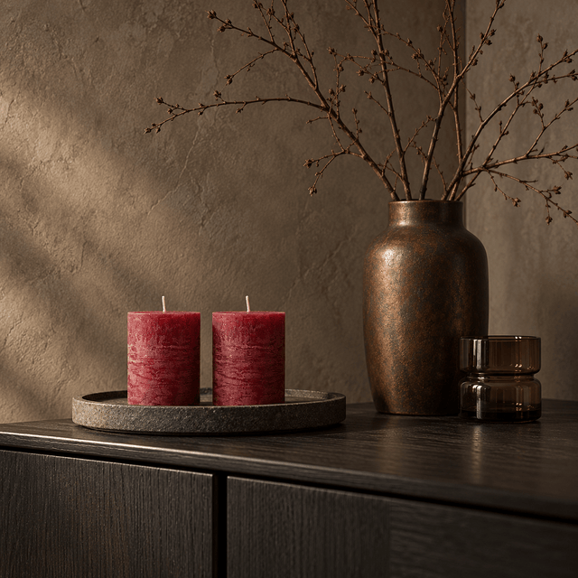 sodoela Žvakės A8 cm, Ø6 cm Cilindrinė žvakė „Rustic Classic“, vyšninė