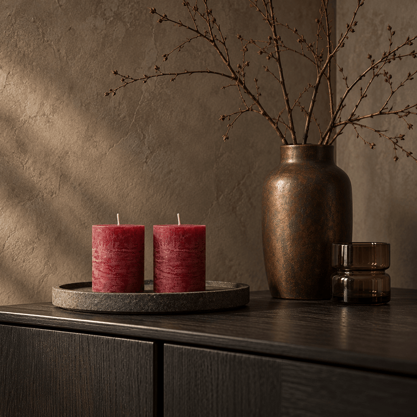 sodoela Žvakės A8 cm, Ø6 cm Cilindrinė žvakė „Rustic Classic“, vyšninė