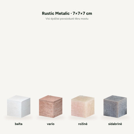 sodoela Žvakės Kvadratinė žvakė „Rustic Metalic“ 7x7x7 cm