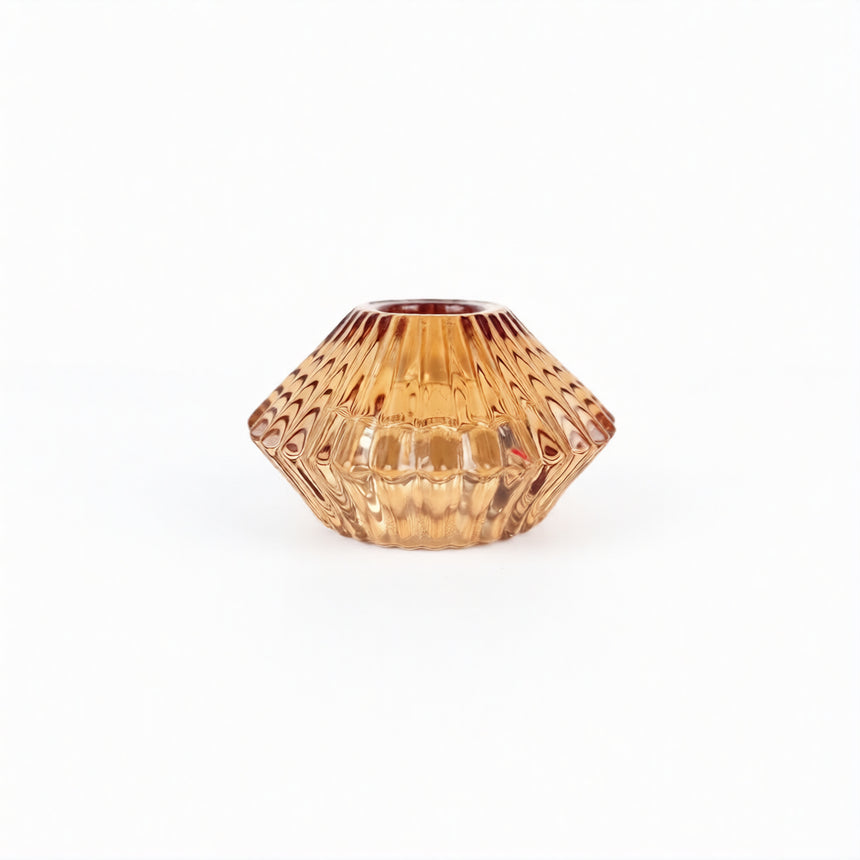 Dvipusė žvakidė | Antikinio gintaro spalvos 7x4 cm