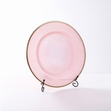 Rausvo stiklo padėklinė lėkštė 33 cm