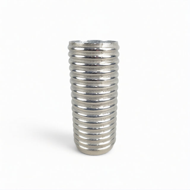 Sidabrinė metalinė rifliuota vaza 10x24,8 cm – vaizdas 2