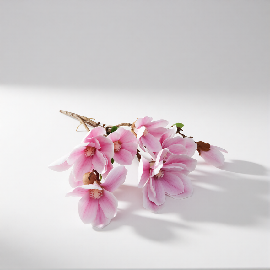 Magnolijos žiedų šaka 56 cm-rausvos spalvos