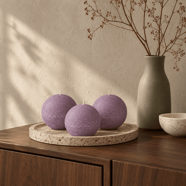 sodoela Žvakės A8 cm Rutulio formos žvakė „Rustic Classic“, alyvinė