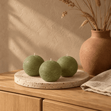 sodoela Žvakės A6 cm Rutulio formos žvakė „Rustic Classic“, alyvuogių žalia