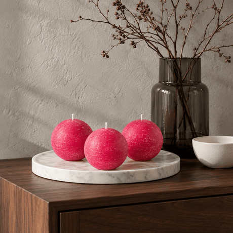 sodoela Žvakės A6 cm Rutulio formos žvakė „Rustic Classic“, avietinė