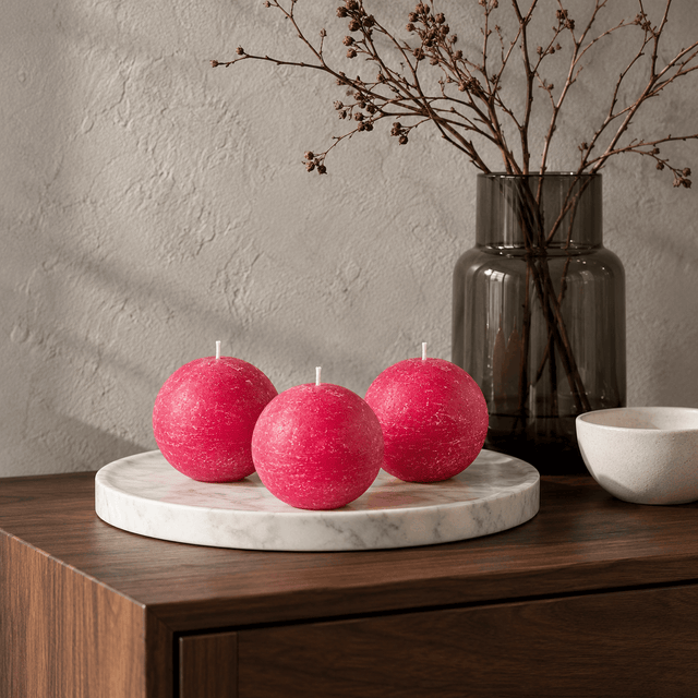 sodoela Žvakės A6 cm Rutulio formos žvakė „Rustic Classic“, avietinė