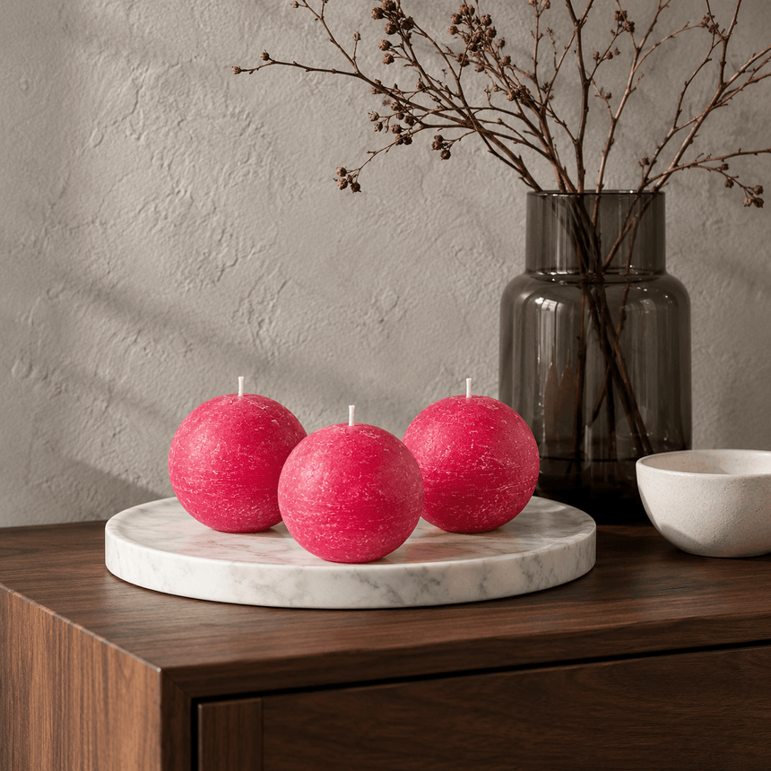 sodoela Žvakės A6 cm Rutulio formos žvakė „Rustic Classic“, avietinė