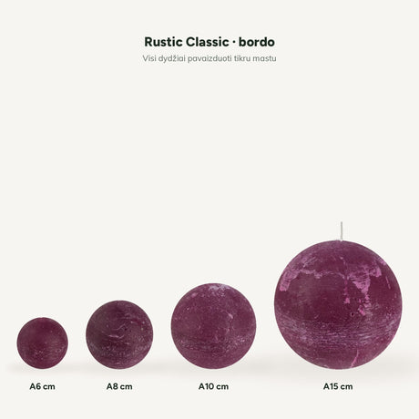 sodoela Žvakės Rutulio formos žvakė „Rustic Classic“, bordo