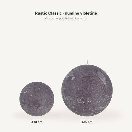 sodoela Žvakės Rutulio formos žvakė „Rustic Classic“, dūminė violetinė