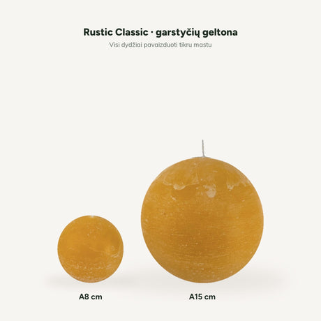 sodoela Žvakės Rutulio formos žvakė „Rustic Classic“, garstyčių geltona