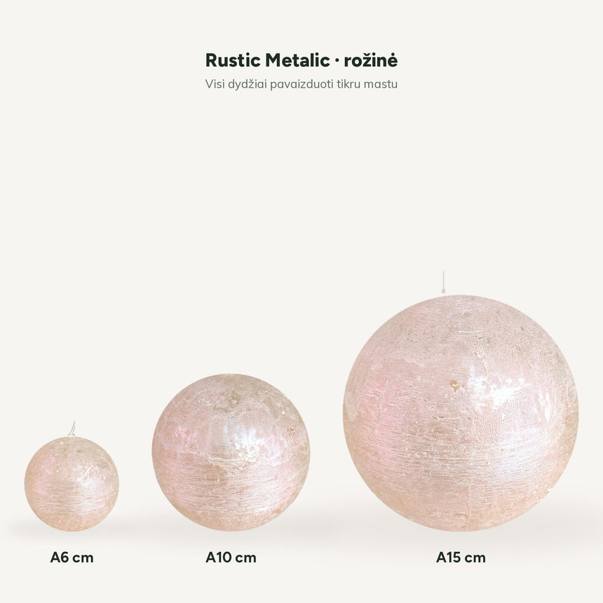 sodoela Žvakės Rutulio formos žvakė „Rustic Metalic“, rožinė