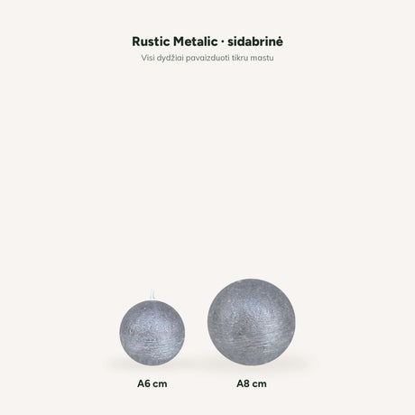 sodoela Žvakės Rutulio formos žvakė „Rustic Metalic“, sidabrinė