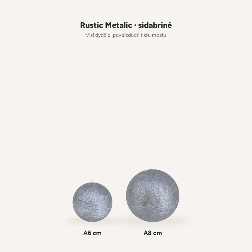 sodoela Žvakės Rutulio formos žvakė „Rustic Metalic“, sidabrinė