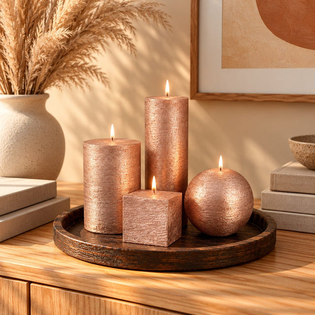 sodoela Žvakės A10 cm Rutulio formos žvakė „Rustic Metalic“, vario