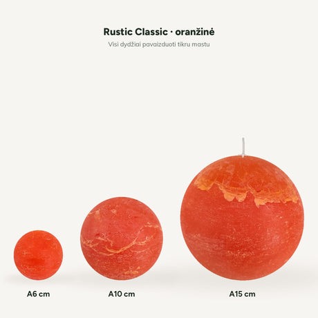 sodoela Žvakės Rutulio formos žvakė „Rustic Classic“, oranžinė