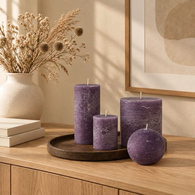 sodoela Žvakės A8 cm Rutulio formos žvakė „Rustic Classic“, slyvų violetinė