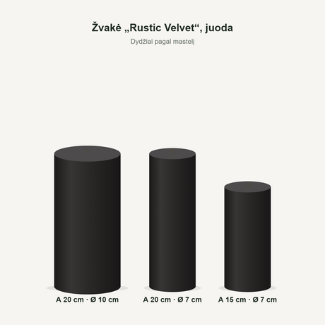 Žvakė „Rustic Velvet“, juoda – dydžiai