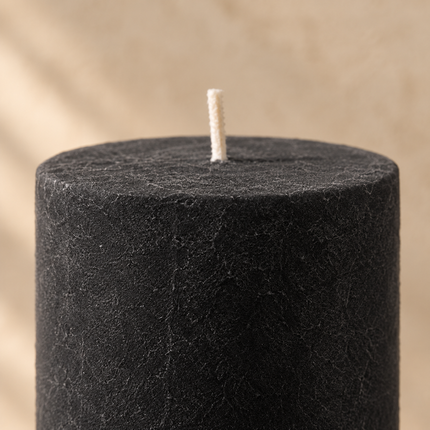 Žvakė „Rustic Velvet“, juoda – tekstūra iš arti