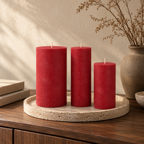 Žvakė „Rustic Velvet“, raudona – interjere